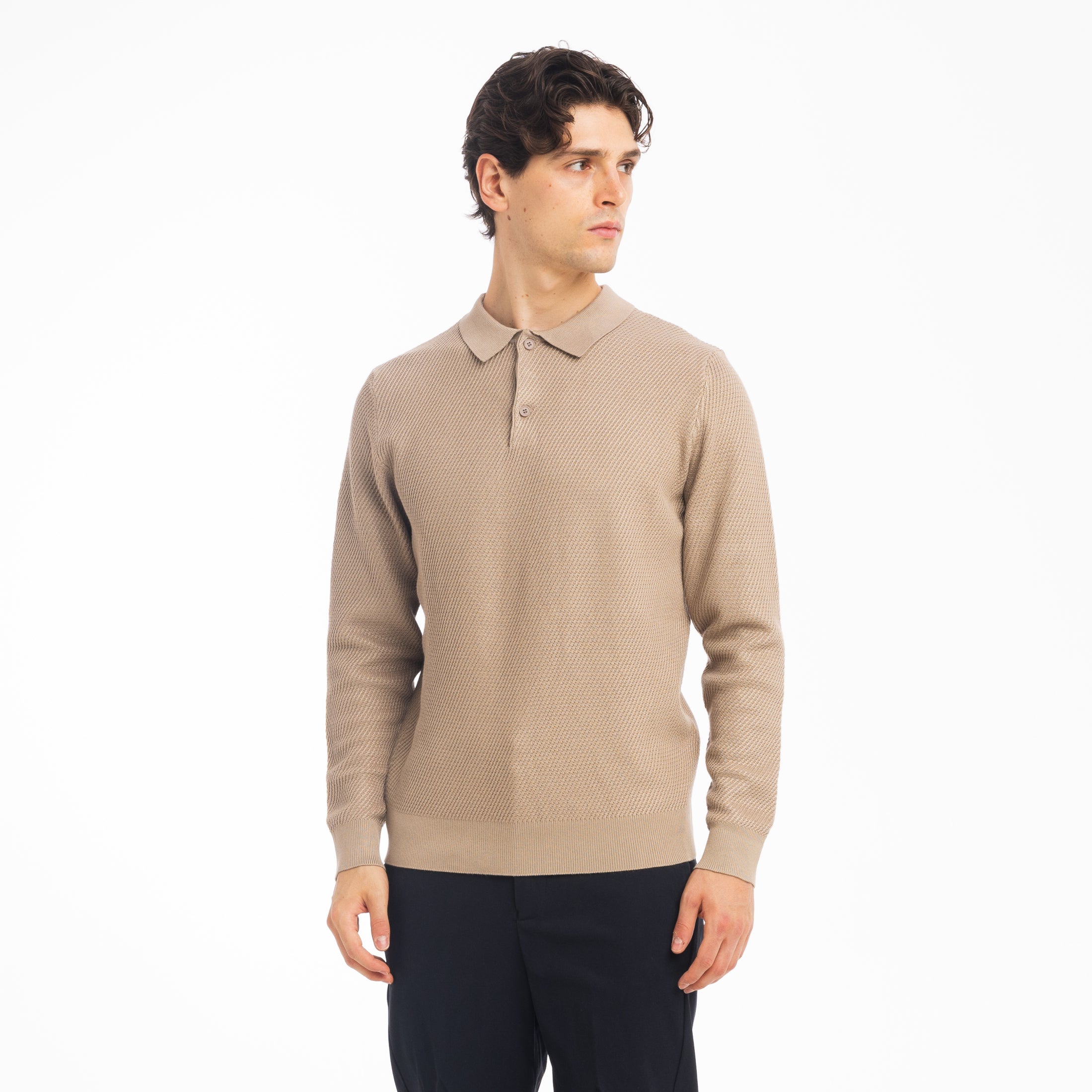 POLO NIDO D’API IN VISCOSA-11605|Colore:Tortora