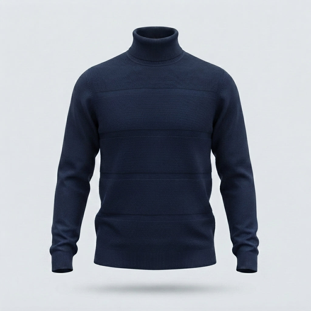 COLLO ALTO FASCE TINTA SU TINTA-11609|Colore:Blu