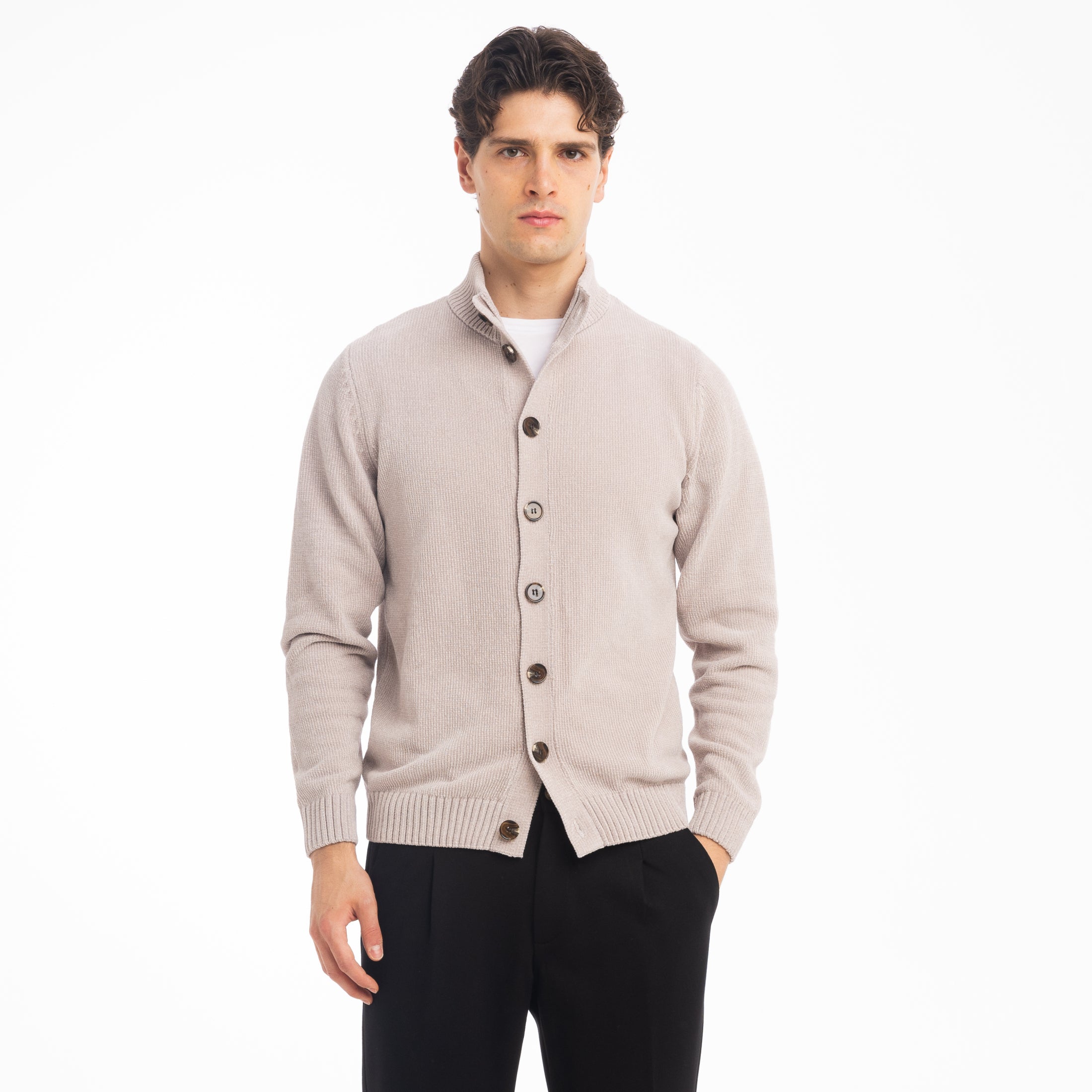 CARDIGAN BOTTONI CINIGLIA-11617|Colore:Grigio