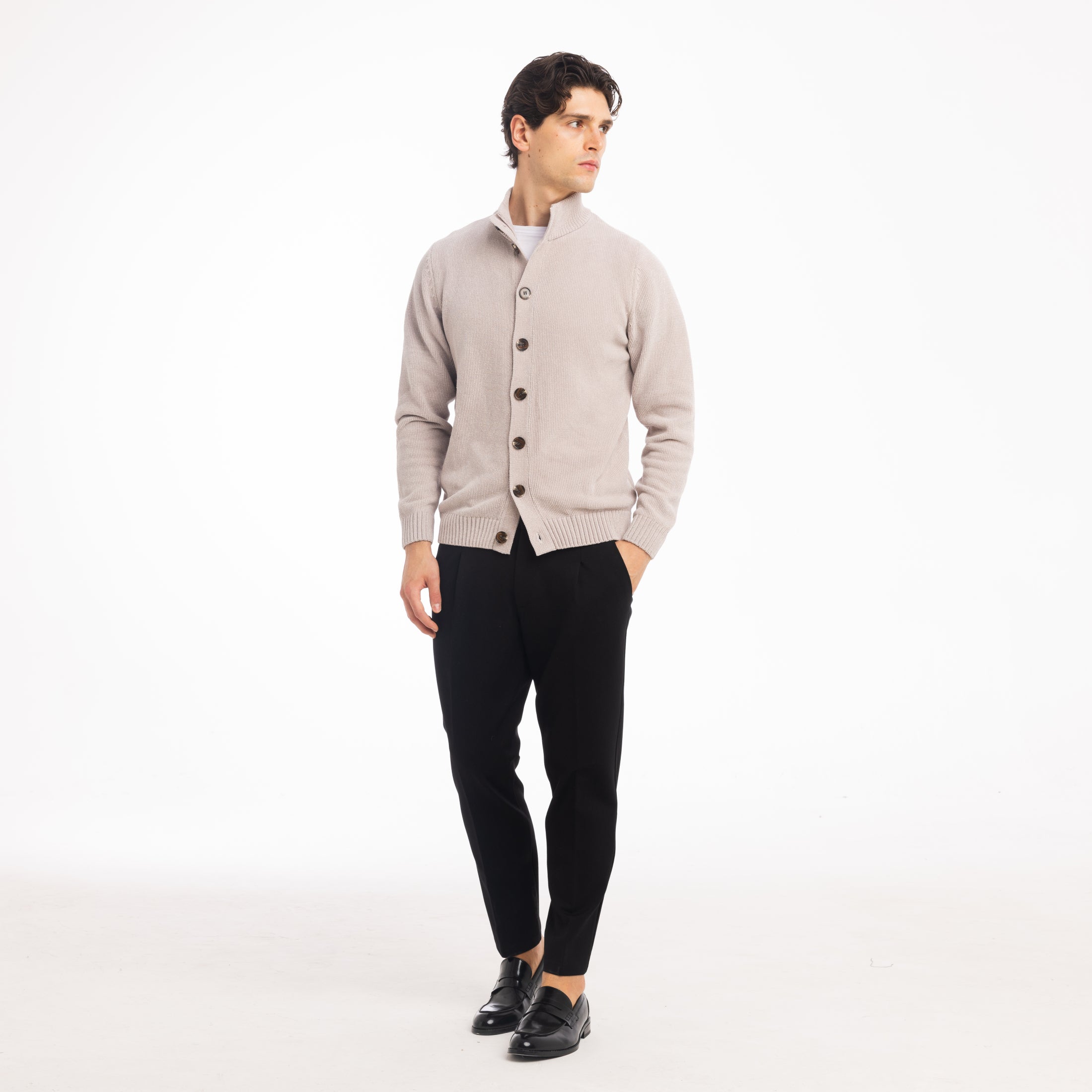 CARDIGAN BOTTONI CINIGLIA-11617|Colore:Grigio