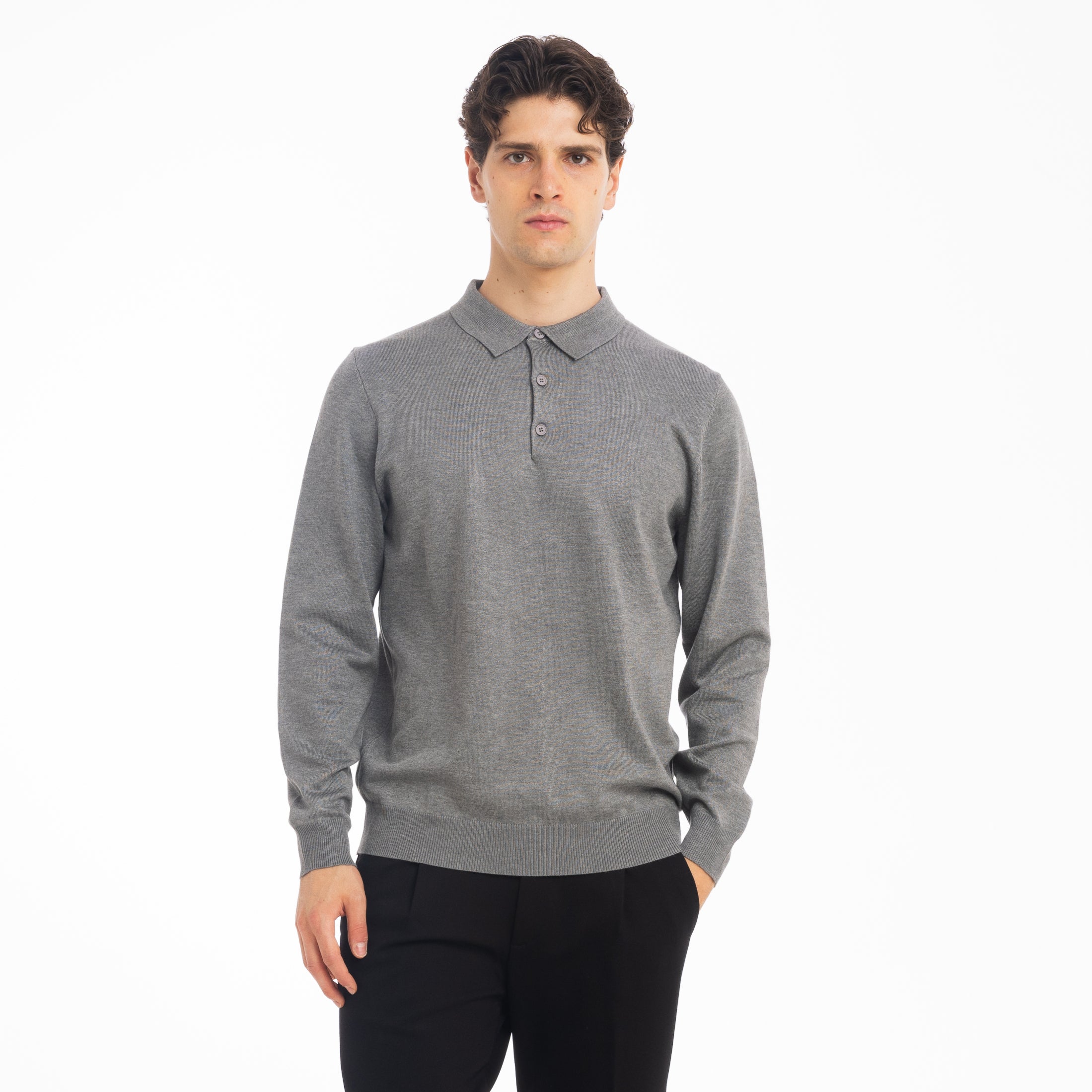 POLO VISCOSA DOPPIO FILO-11627|Colore:Grigio