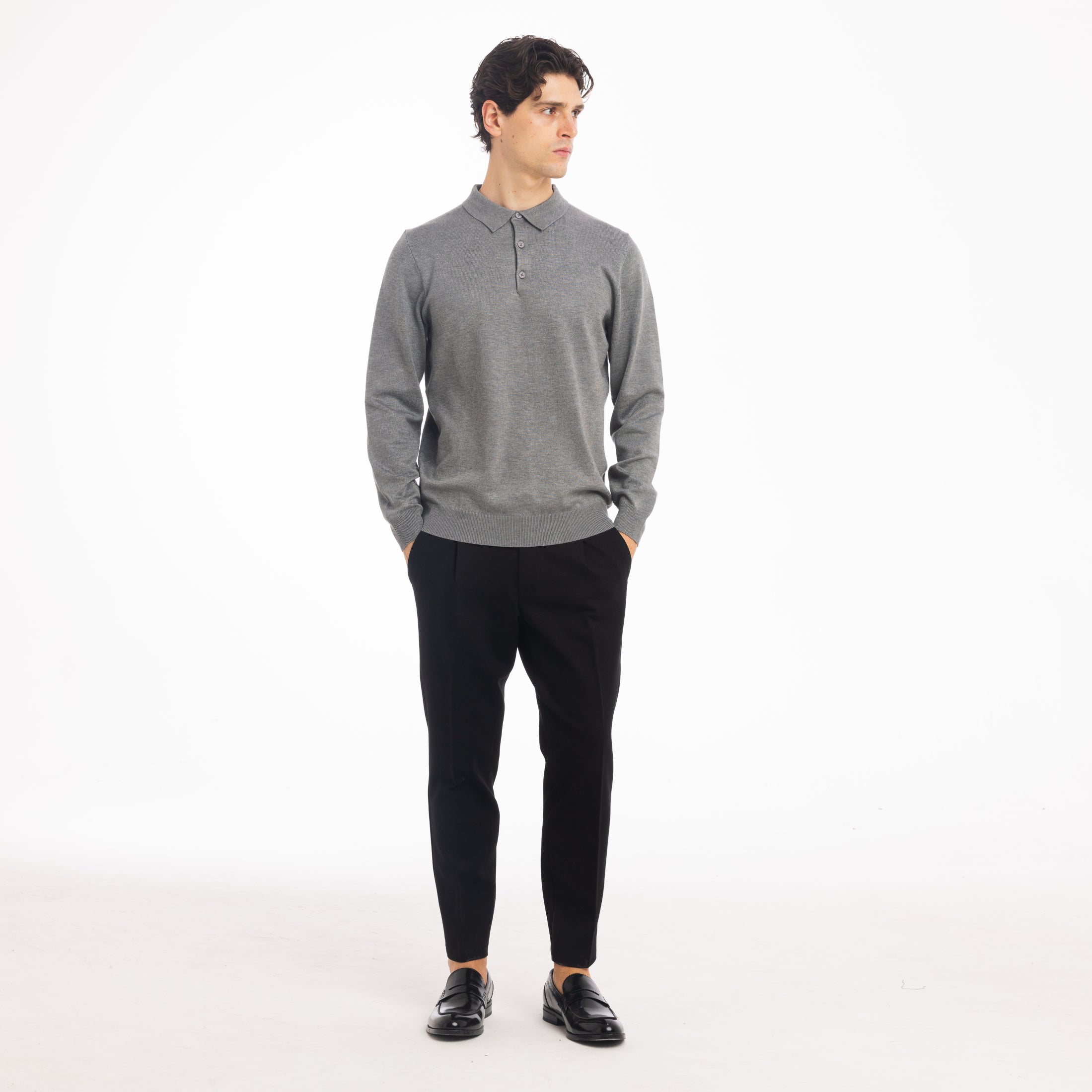 POLO VISCOSA DOPPIO FILO-11627|Colore:Grigio