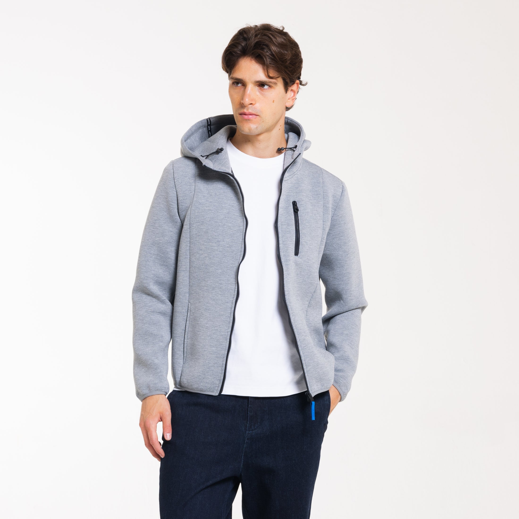 FELPA ZIP CAPPUCCIO SCUBA-11639|Colore:Grigio