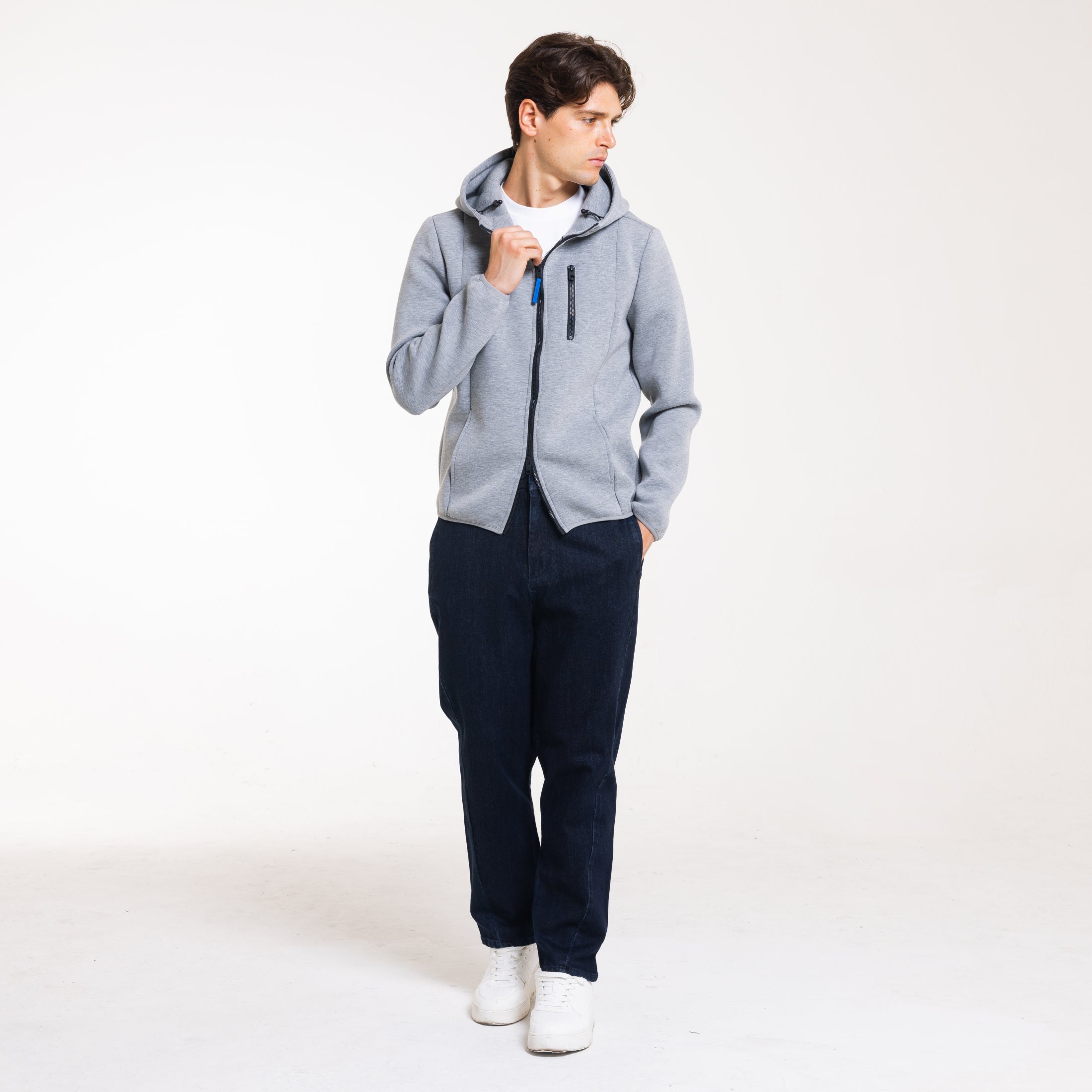 FELPA ZIP CAPPUCCIO SCUBA-11639|Colore:Grigio