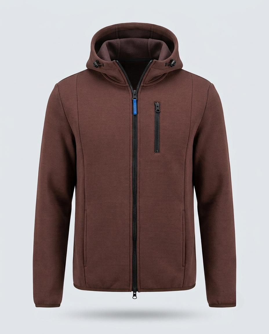 FELPA ZIP CAPPUCCIO SCUBA-11639|Colore:Moro