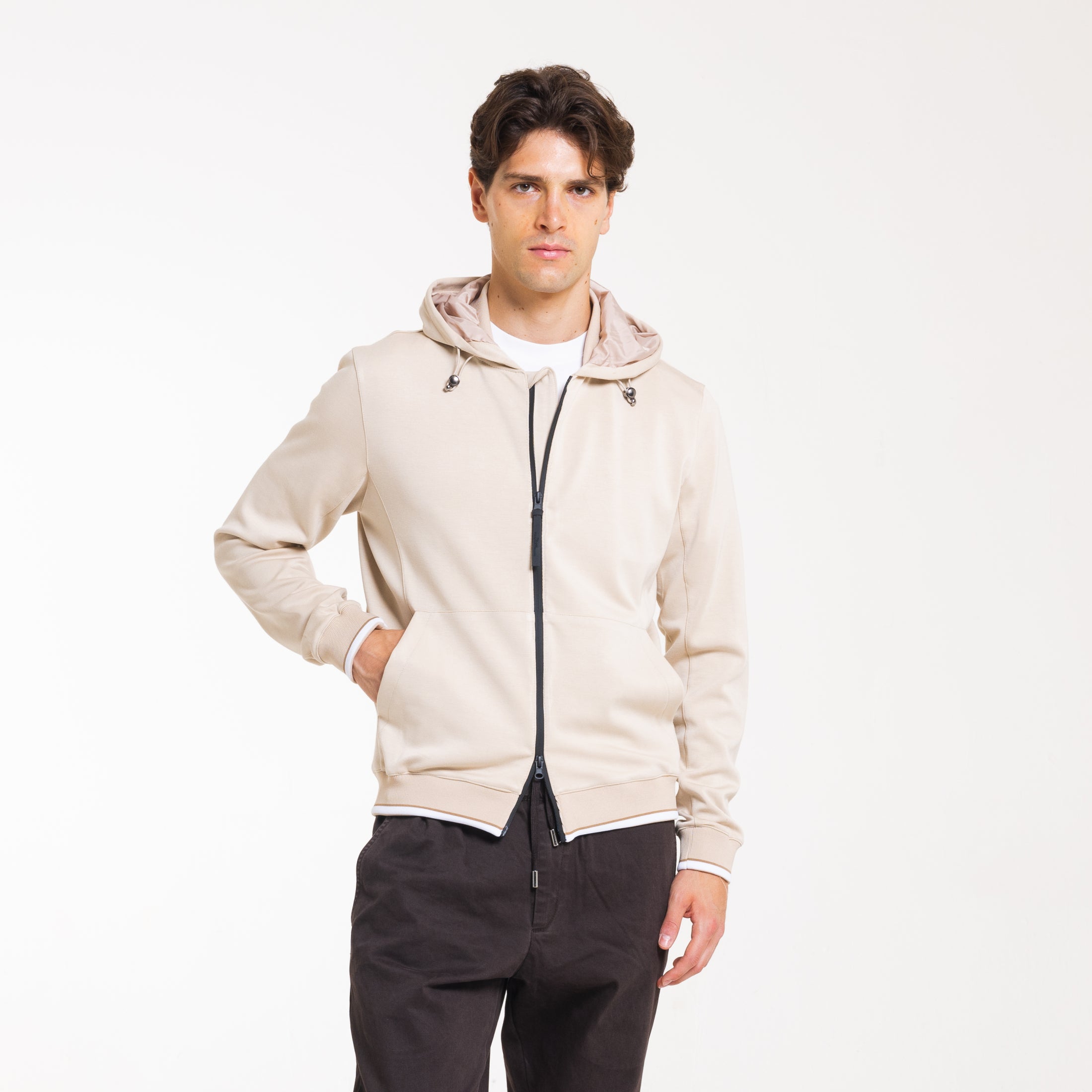 FELPA HOOD PUNTO MILANO-11640|Colore:Beige