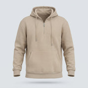 FELPA CAPPUCCIO MEZZA ZIP-11638|Colore:Beige