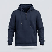 FELPA CAPPUCCIO MEZZA ZIP-11638|Colore:Blu