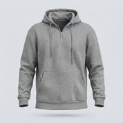 FELPA CAPPUCCIO MEZZA ZIP-11638|Colore:Grigio