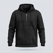 FELPA CAPPUCCIO MEZZA ZIP-11638|Colore:Nero