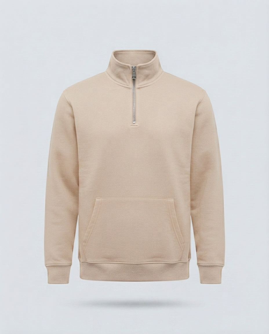 FELPA CAMIONER MEZZA ZIP-11637|Colore:Beige