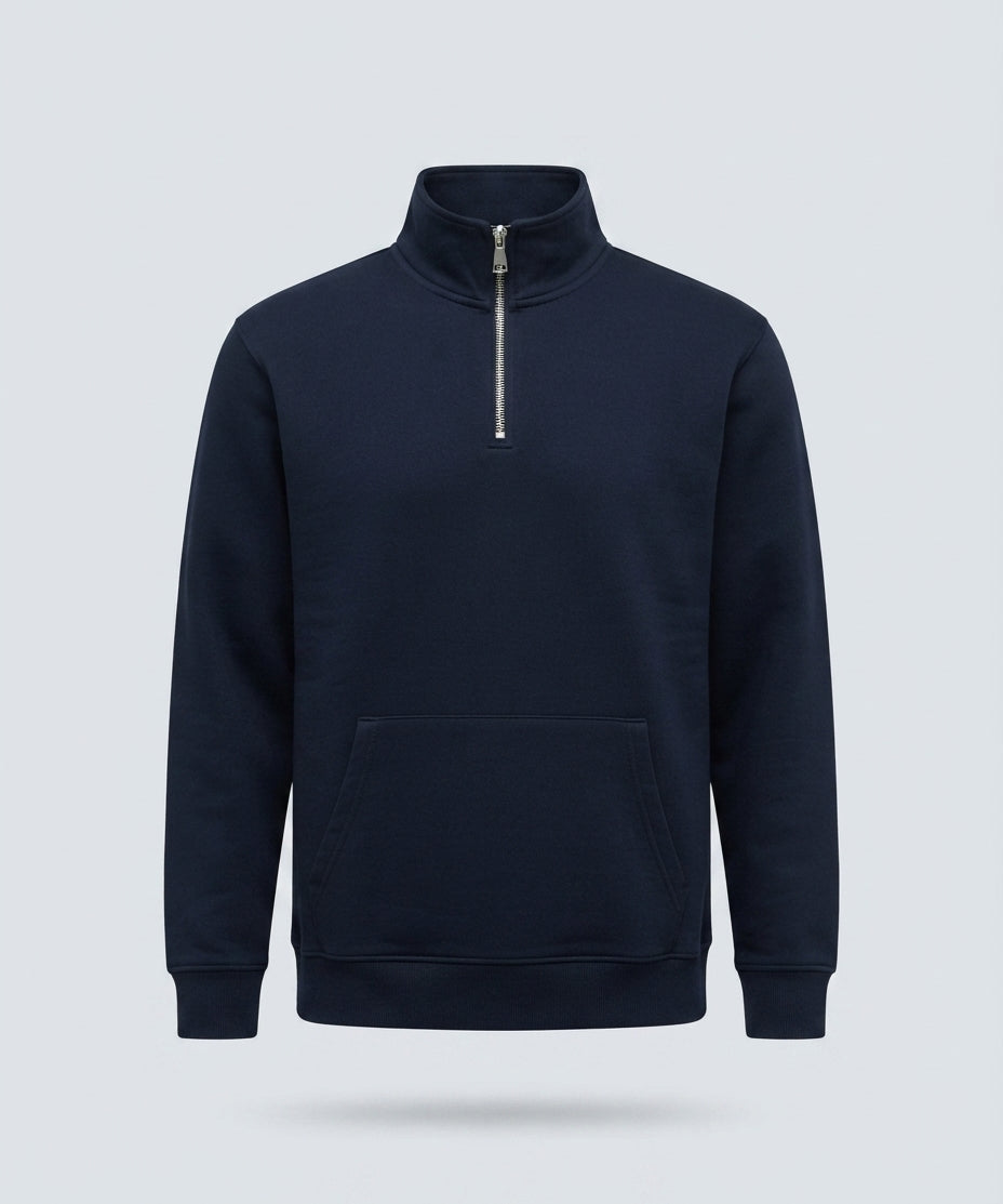 FELPA CAMIONER MEZZA ZIP-11637|Colore:Blu