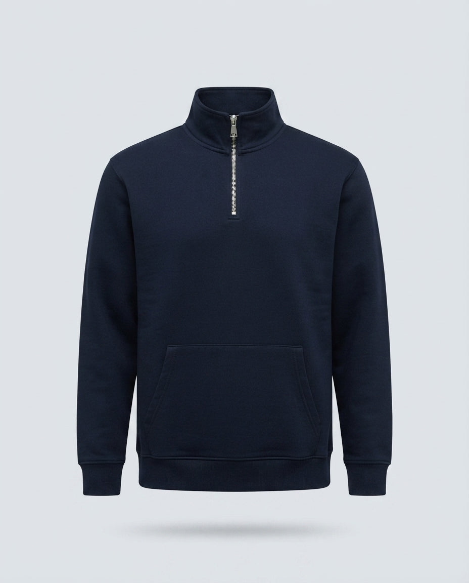 FELPA CAMIONER MEZZA ZIP-11637|Colore:Blu