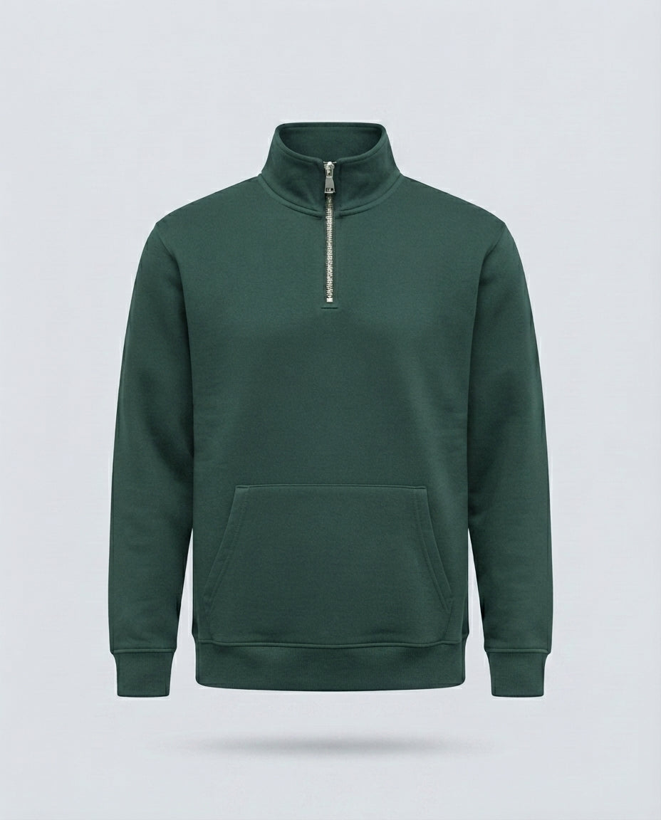 FELPA CAMIONER MEZZA ZIP-11637|Colore:Verde