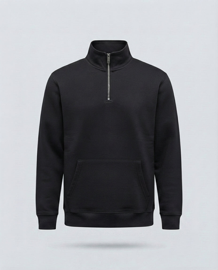 FELPA CAMIONER MEZZA ZIP-11637|Colore:Nero