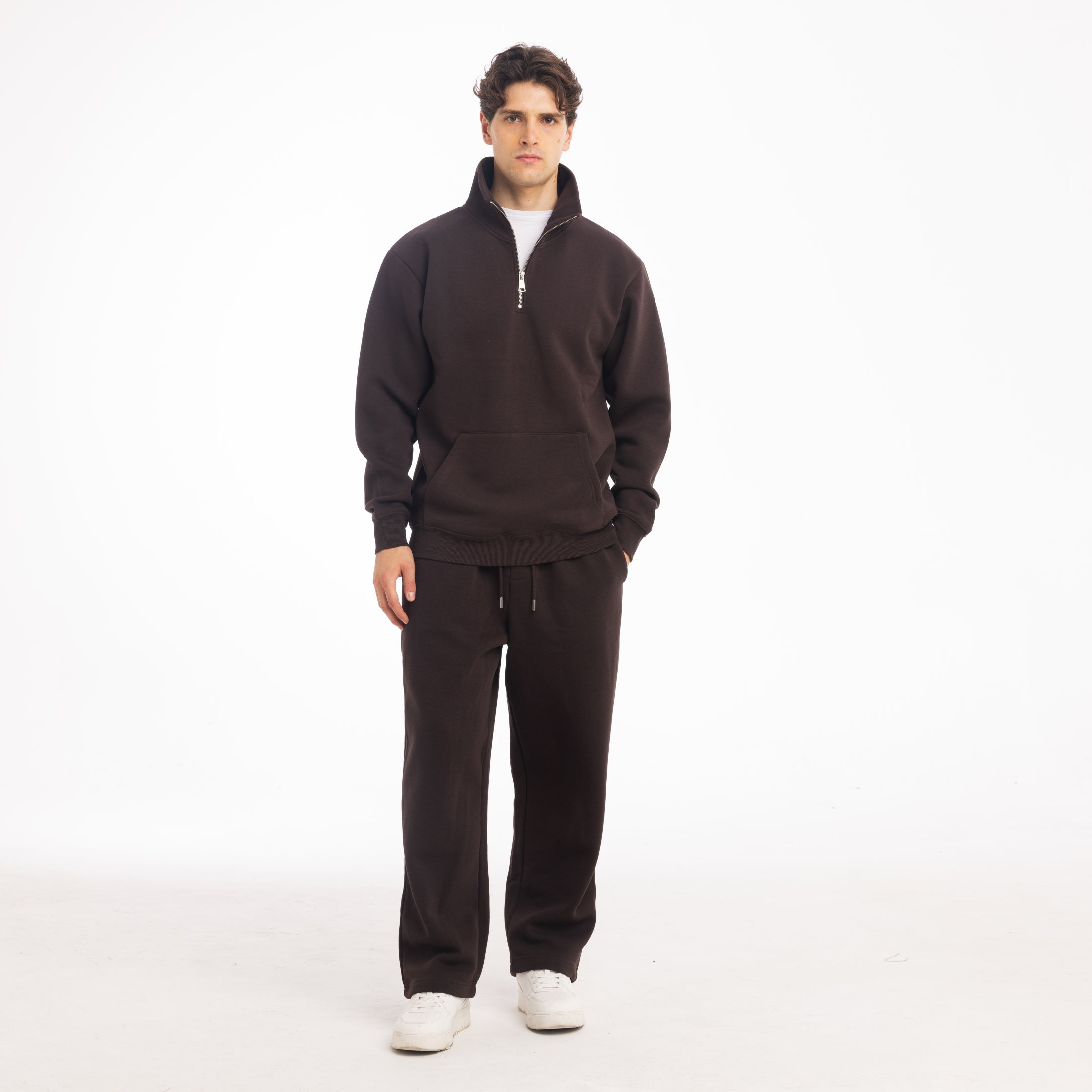 FELPA CAMIONER MEZZA ZIP-11637|Colore:Moro