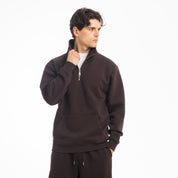 FELPA CAMIONER MEZZA ZIP-11637|Colore:Moro