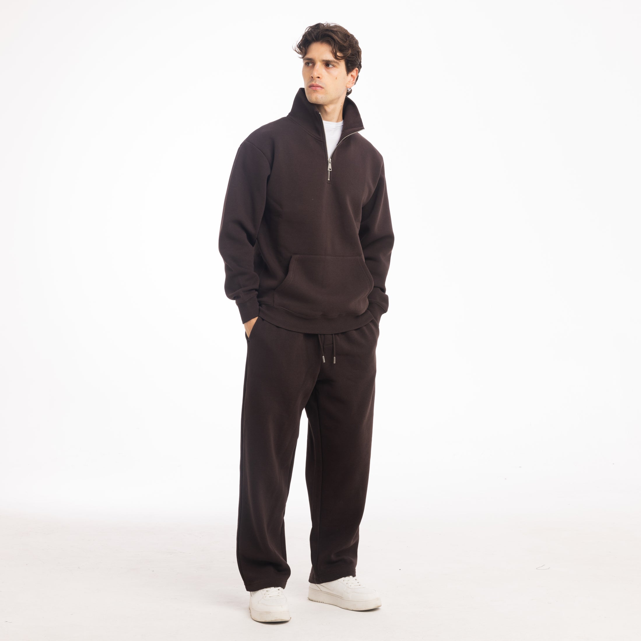 FELPA CAMIONER MEZZA ZIP-11637|Colore:Moro