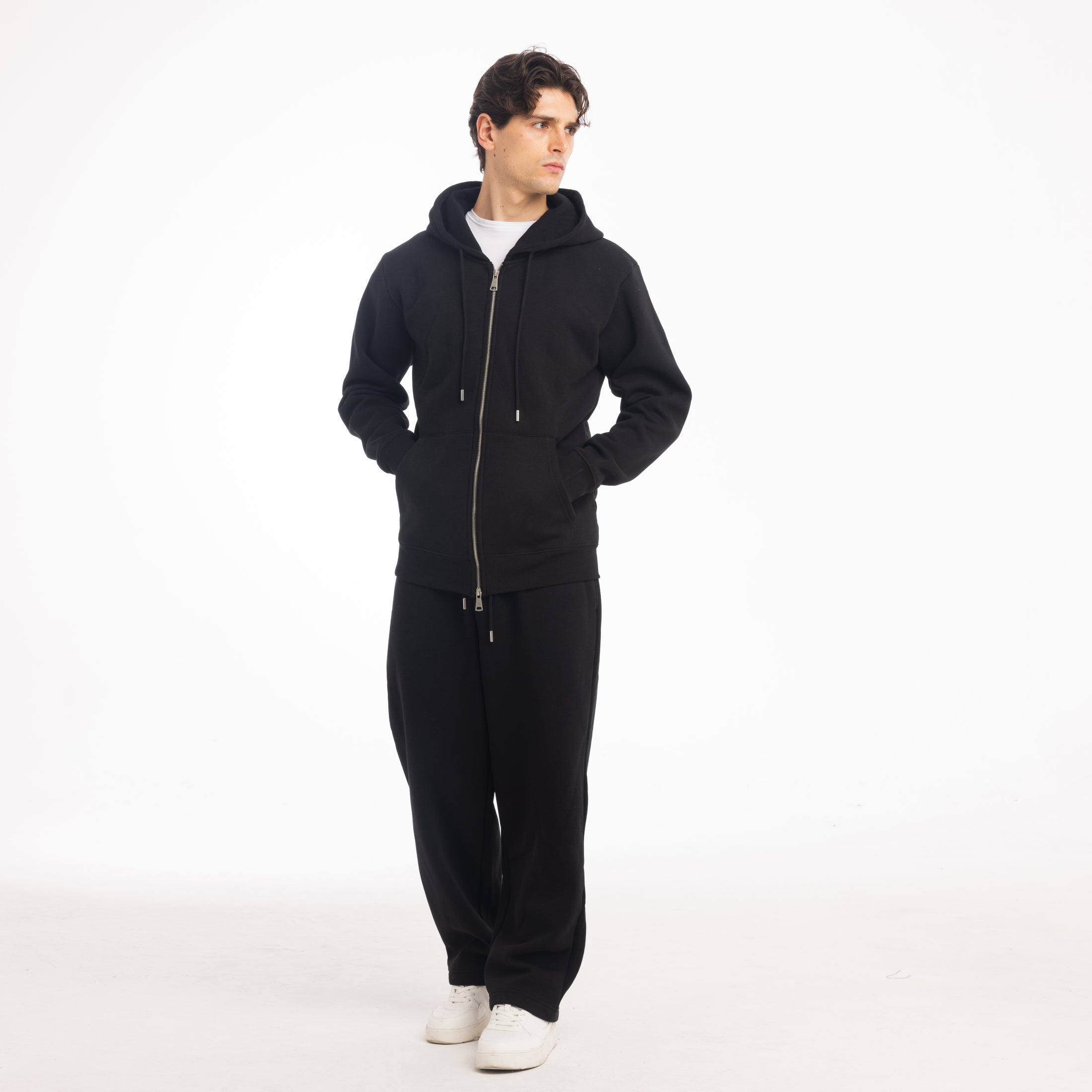 FELPA FULL ZIP CAPPUCCIO-11636|Colore:Nero