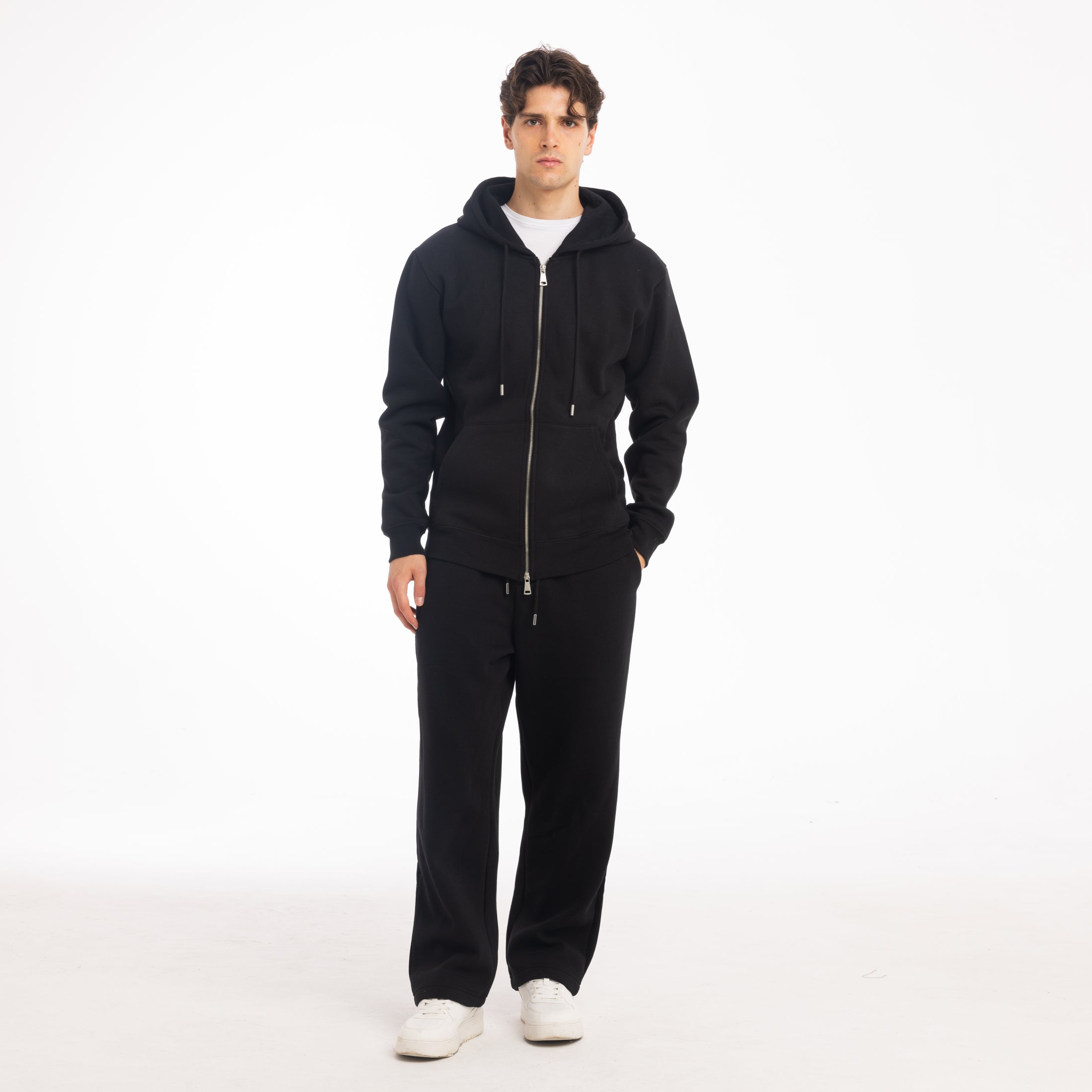 FELPA FULL ZIP CAPPUCCIO-11636|Colore:Nero