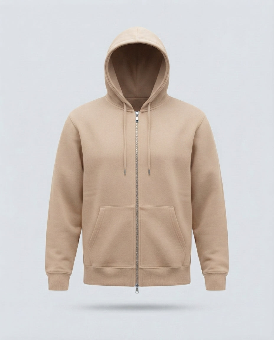 FELPA FULL ZIP CAPPUCCIO-11636|Colore:Beige
