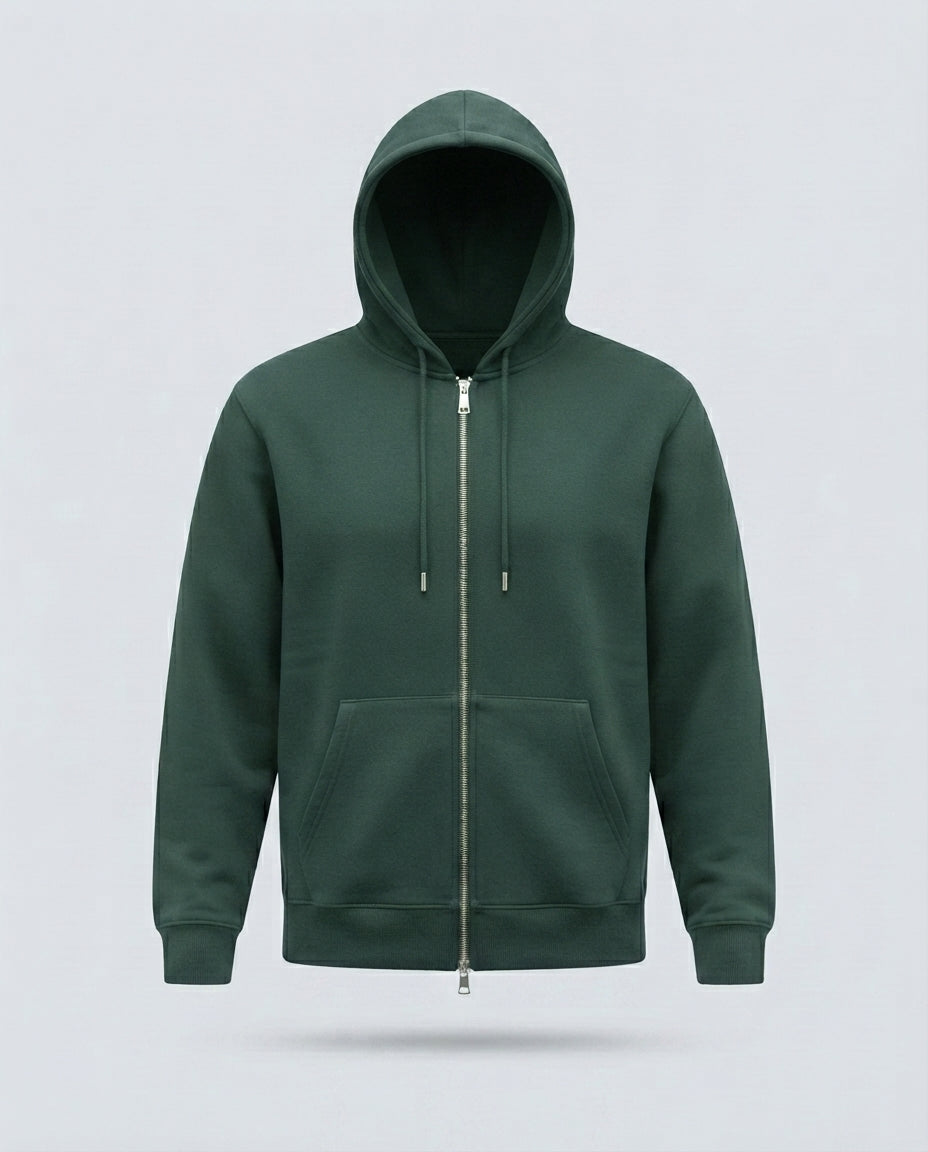 FELPA FULL ZIP CAPPUCCIO-11636|Colore:Verde