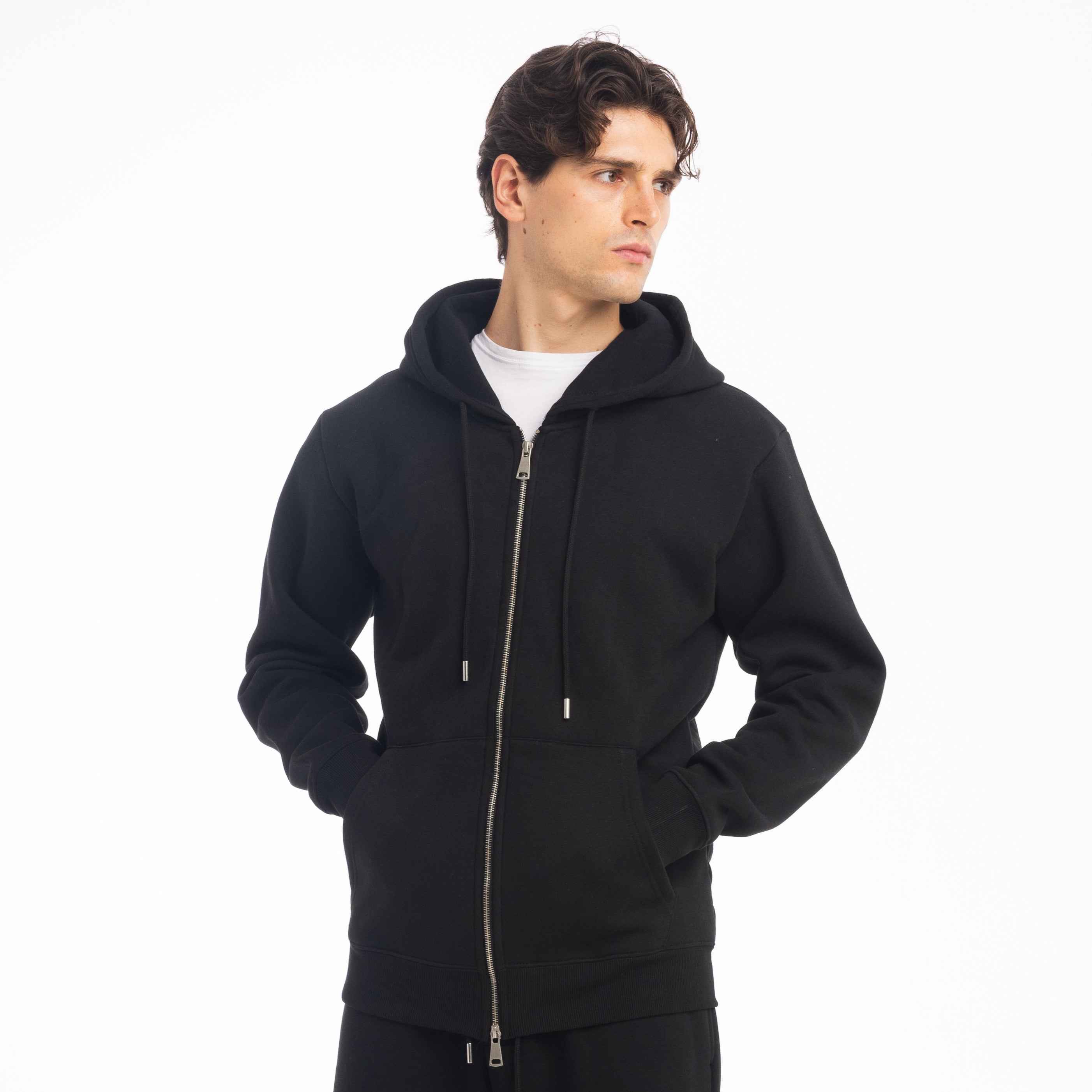 FELPA FULL ZIP CAPPUCCIO-11636|Colore:Nero