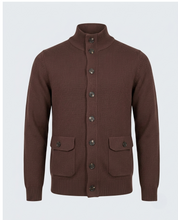 CARDIGAN MEZZO COLLO CON BOTTONI-11630|Colore:Moro