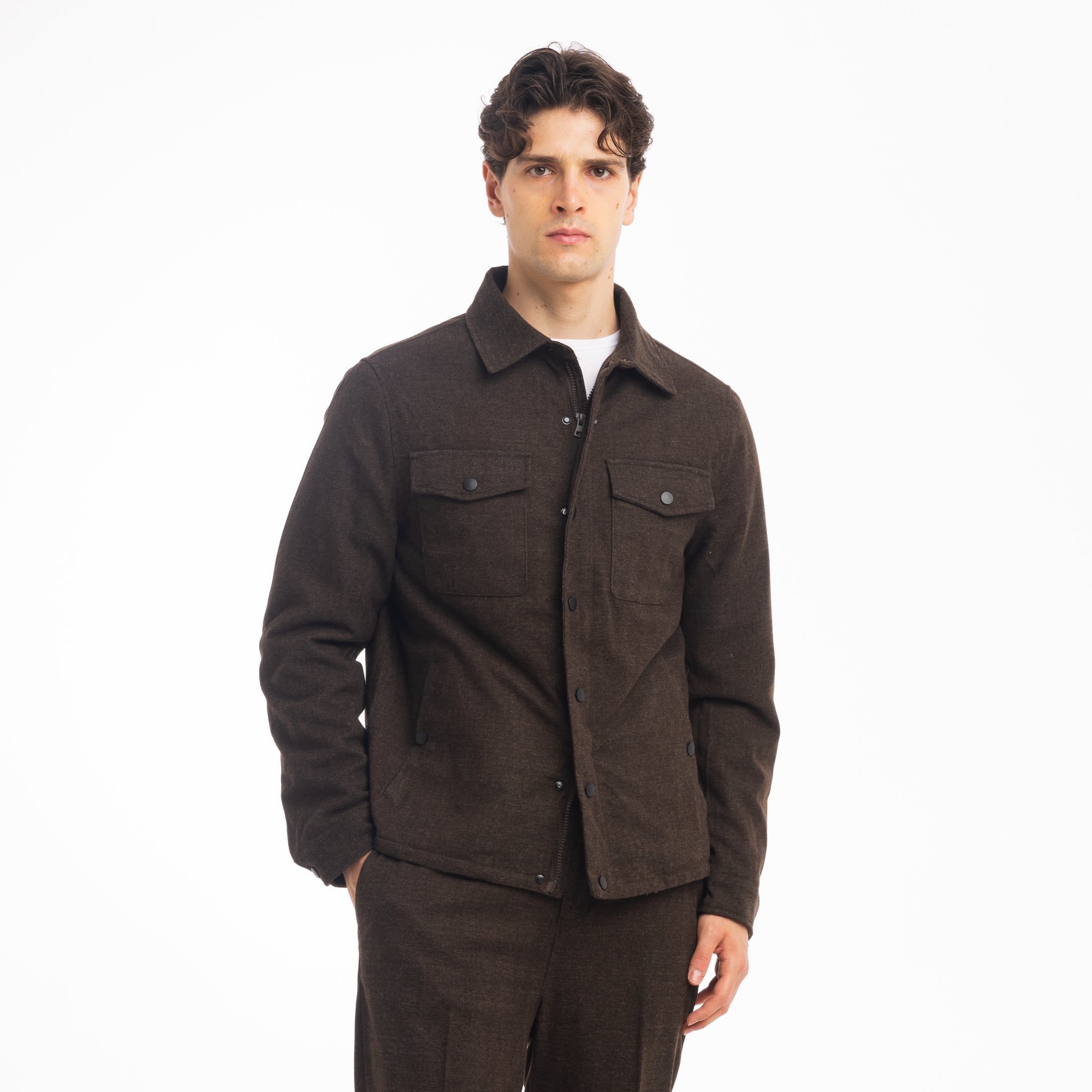 GIACCA OVERSHIRT MISTO LANA-11471|Colore:Moro