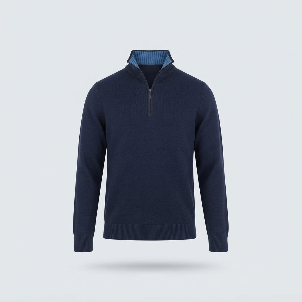 MEZZA ZIP COLLO CONTRASTO-11612|Colore:Blu