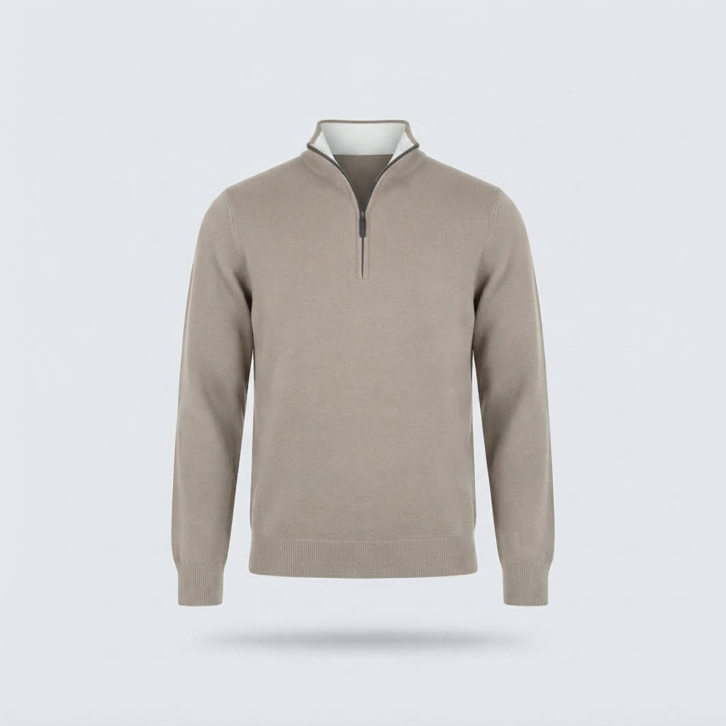MEZZA ZIP COLLO CONTRASTO-11612|Colore:Tortora