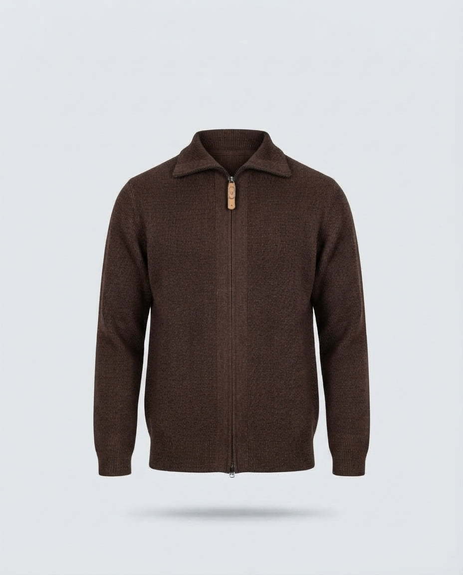 CARDIGAN FULL ZIP FENDA RASATA-11614|Colore:Moro