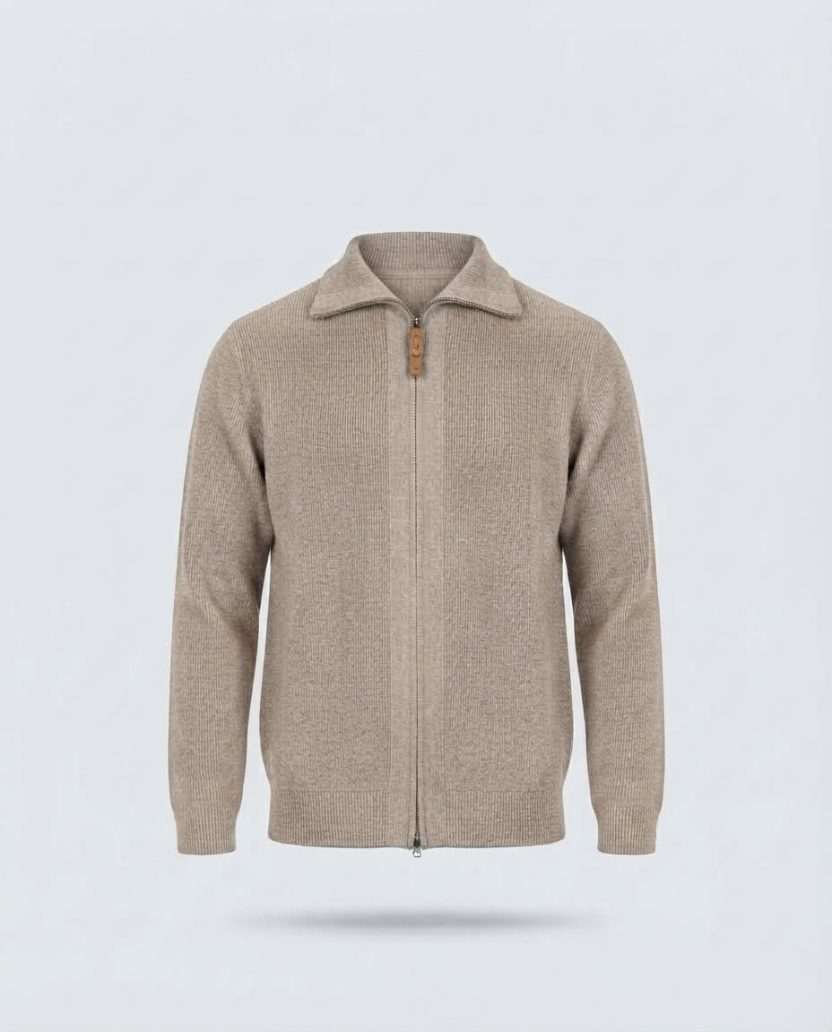 CARDIGAN FULL ZIP FENDA RASATA-11614|Colore:Tortora