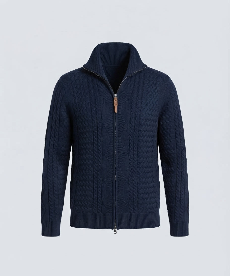 CARDIGAN FULL ZIP RICAMATO -11615|Colore:Blu