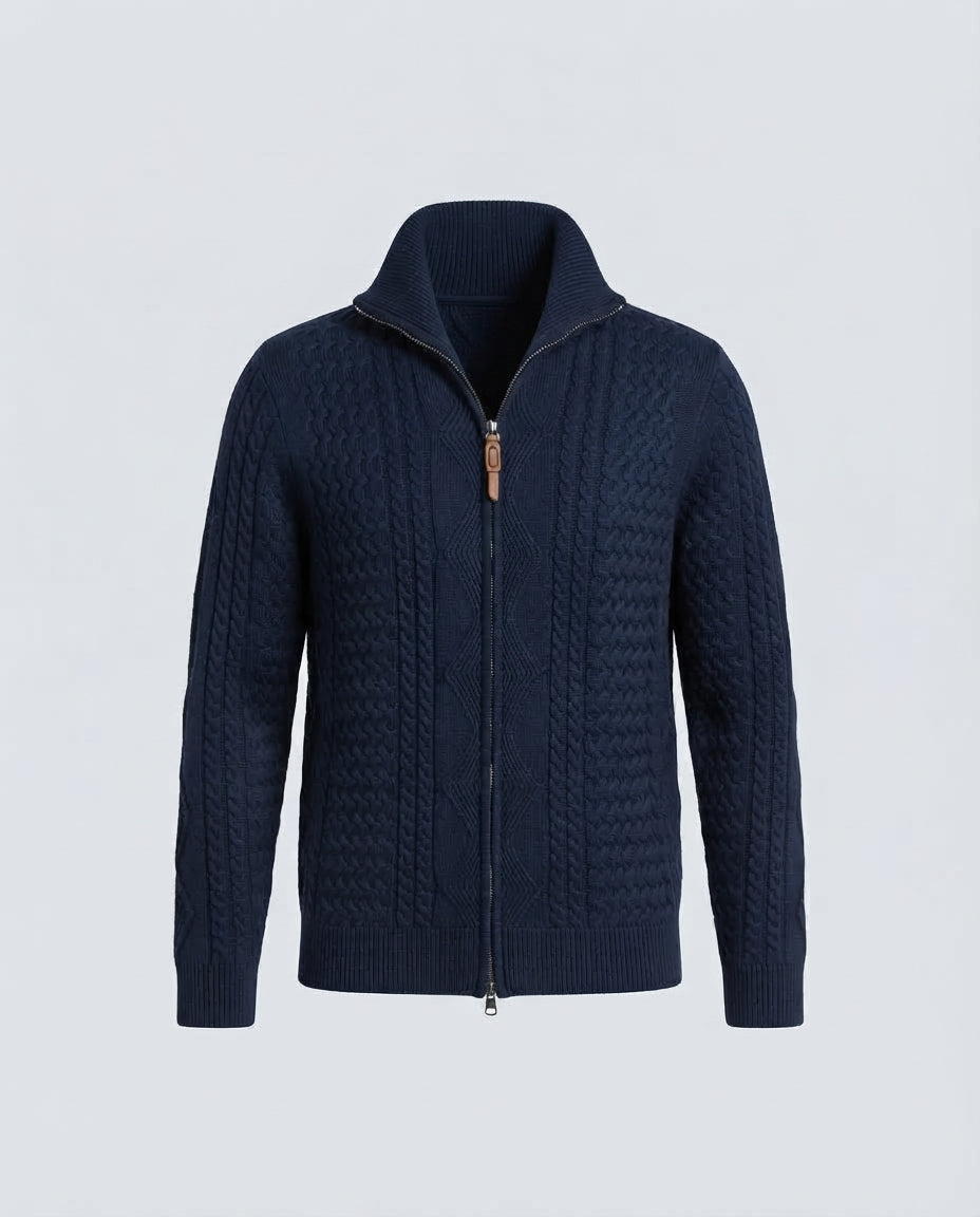 CARDIGAN FULL ZIP RICAMATO -11615|Colore:Blu
