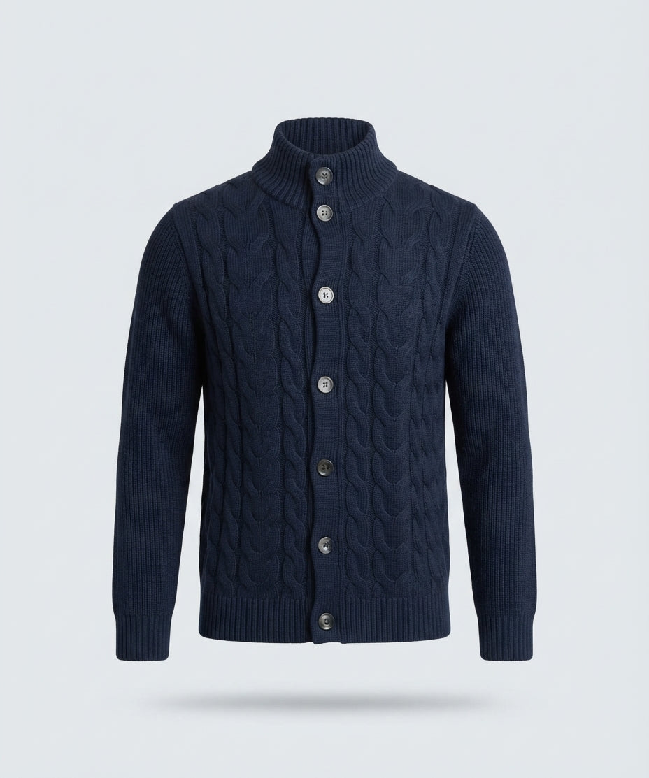 CARDIGAN BOTTONI TRECCIA -11633|Colore:Blu