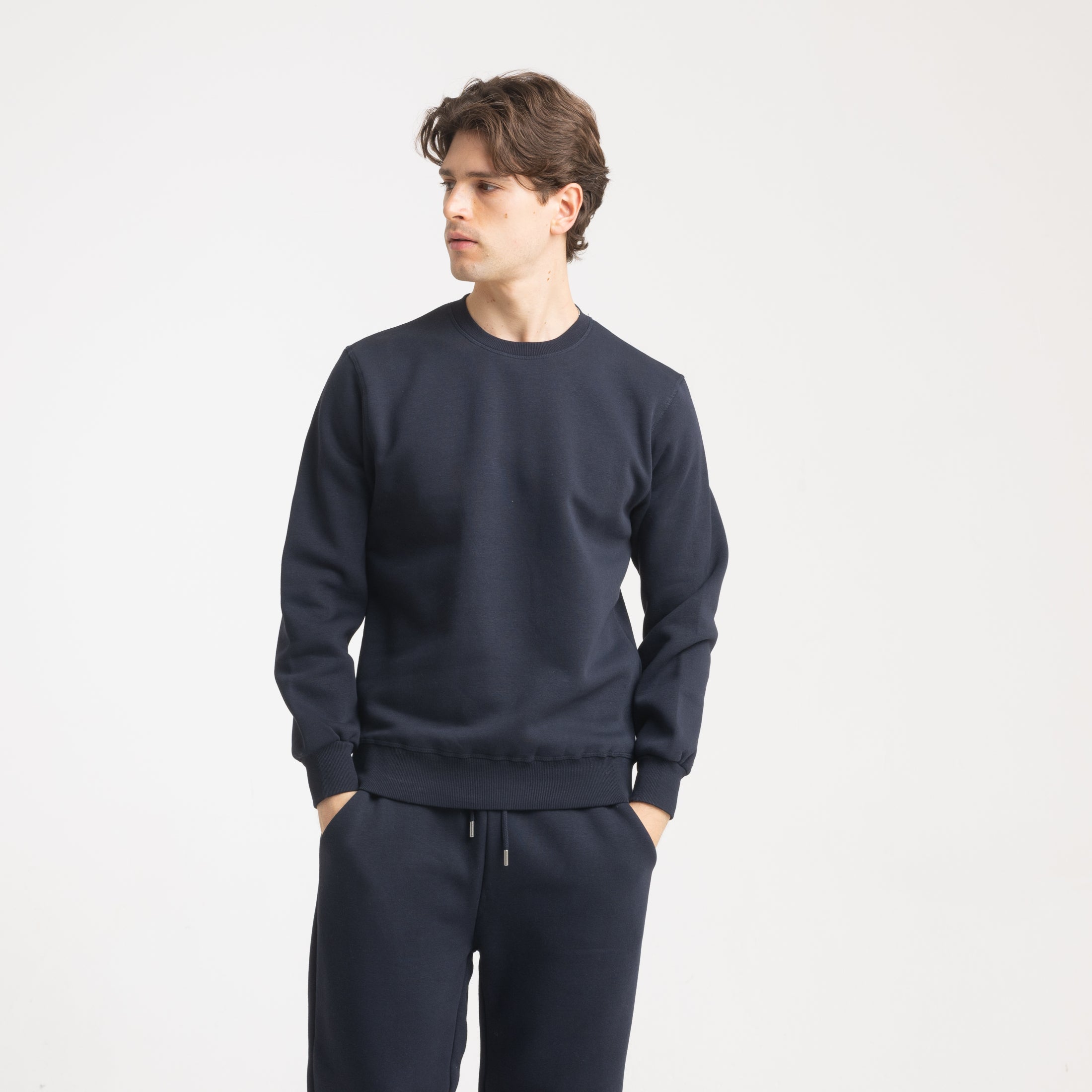 FELPA BASIC GIROCOLLO-11635|Colore:Blu