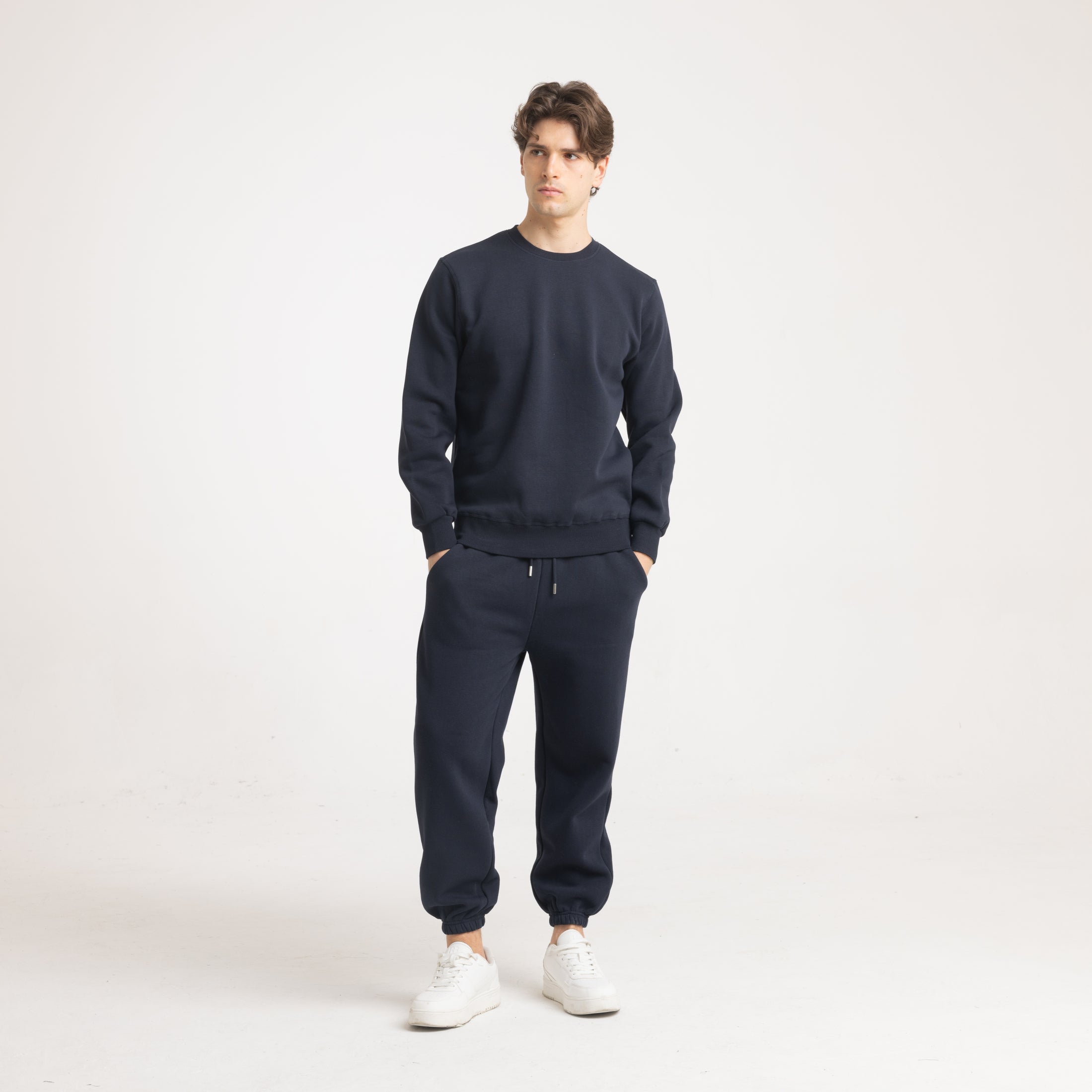 FELPA BASIC GIROCOLLO-11635|Colore:Blu