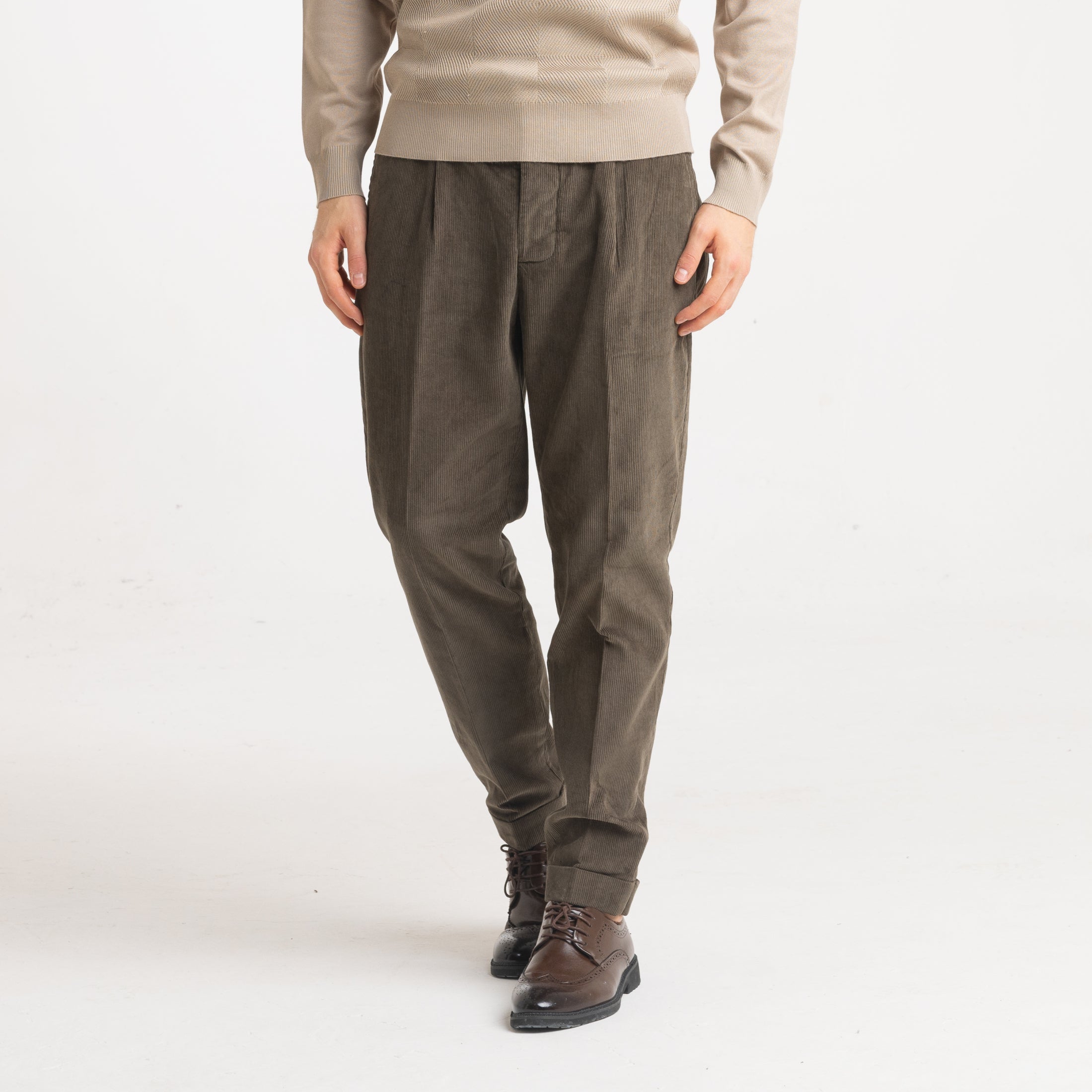 PANT VELLUTO PINCHES-11459|Colore:Verde