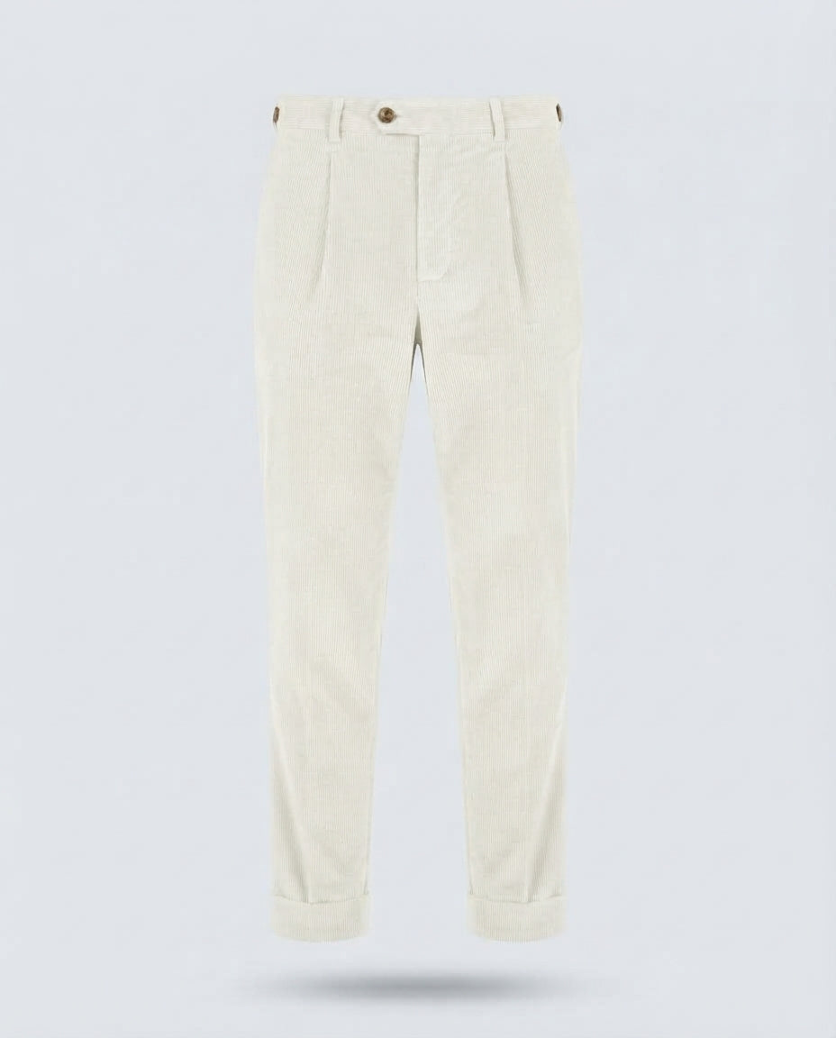 PANT VELLUTO PINCHES-11459|Colore:Panna
