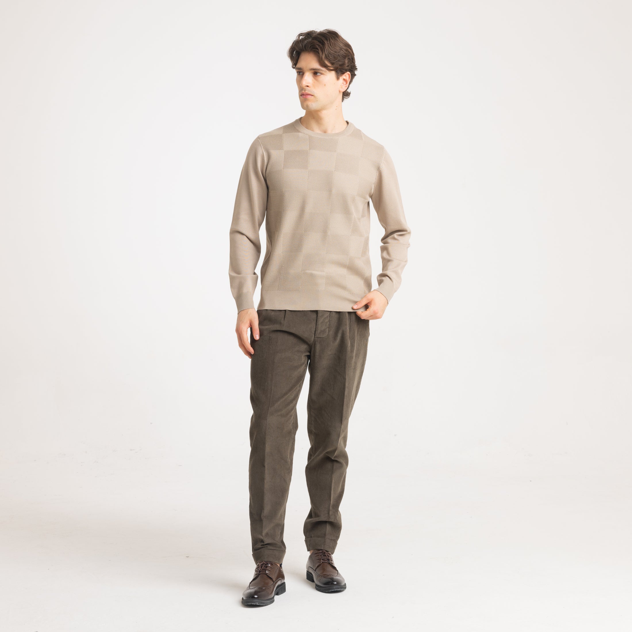 GIROCOLLO RICAMATO DOPPIO FILO-11608|Colore:Tortora