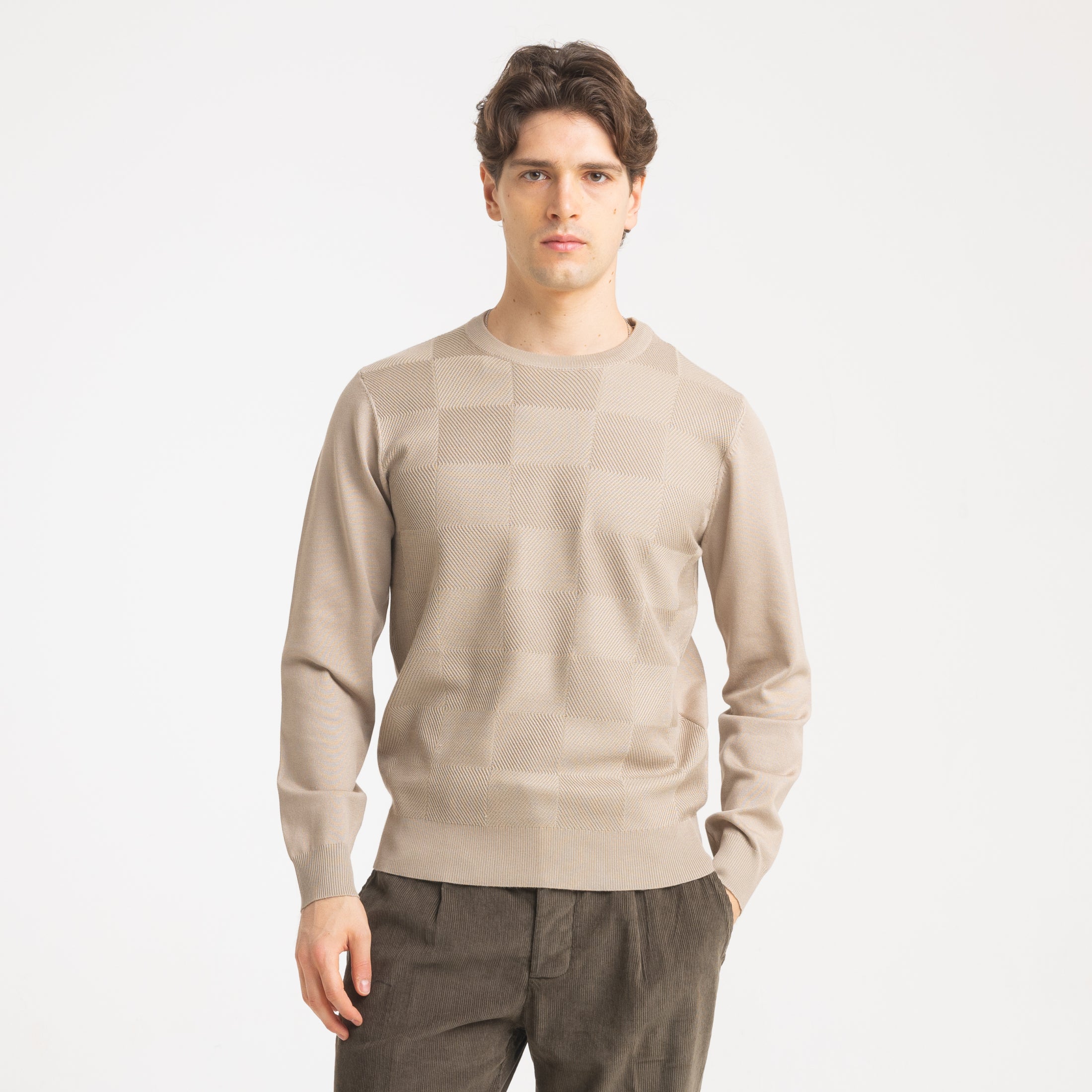 GIROCOLLO RICAMATO DOPPIO FILO-11608|Colore:Tortora
