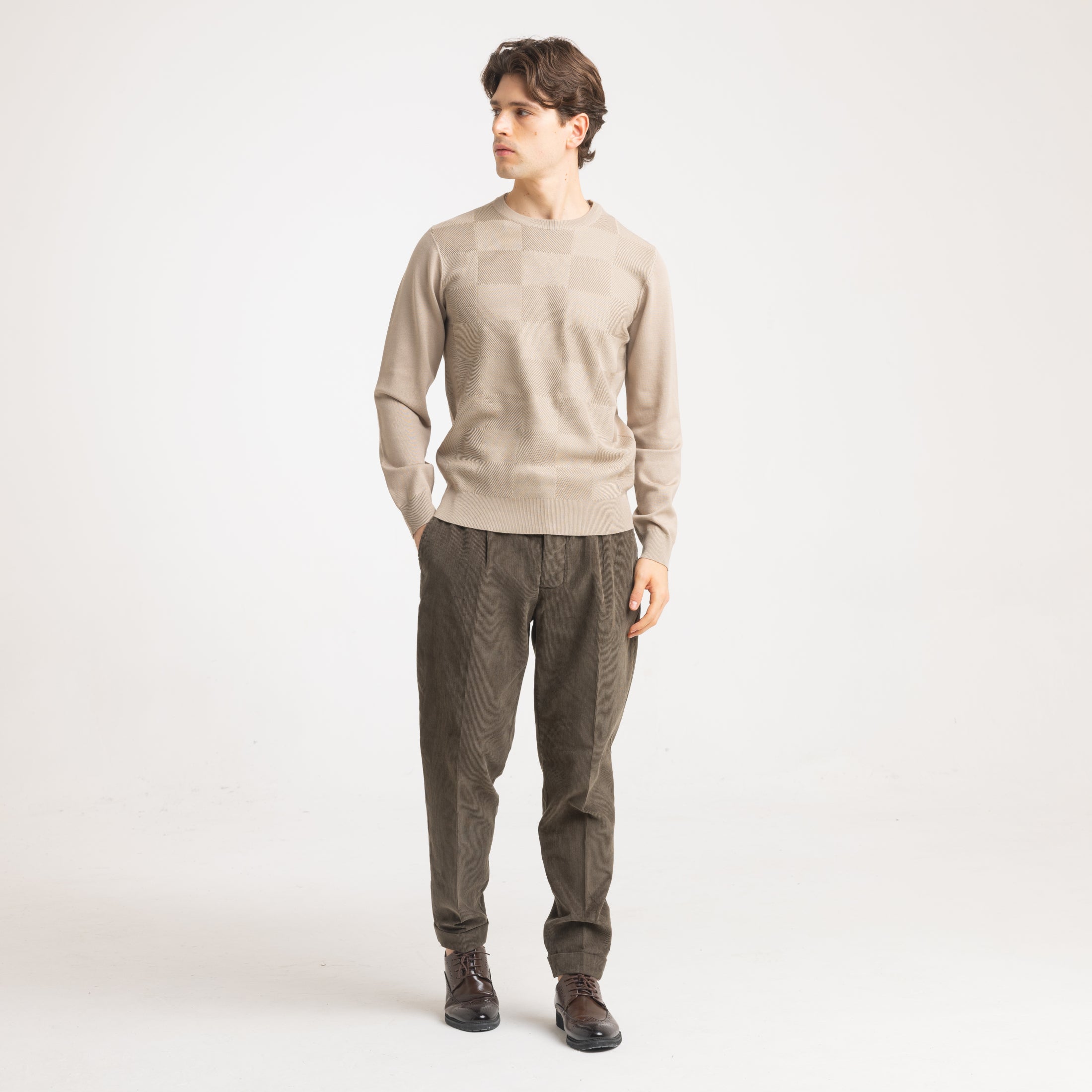 GIROCOLLO RICAMATO DOPPIO FILO-11608|Colore:Tortora