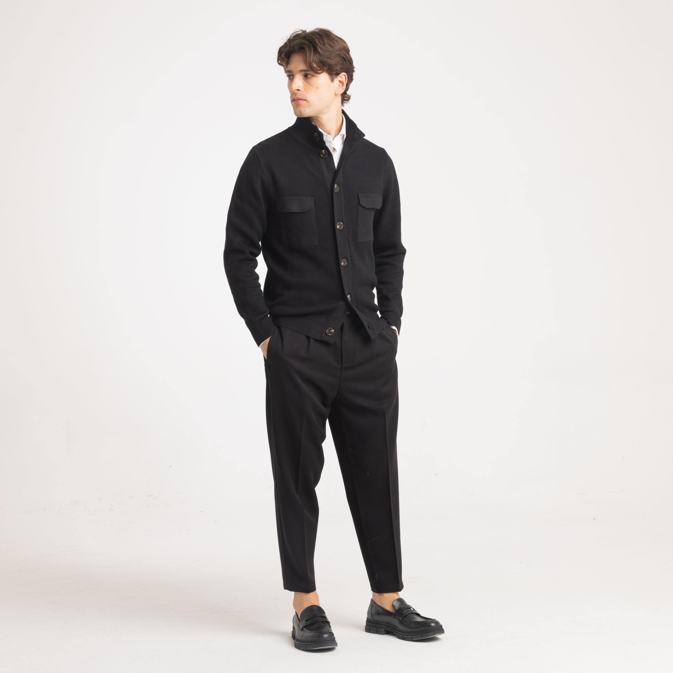 CARDIGAN CHICCO DI RISO CON BOTTONI-11610|Colore:Nero