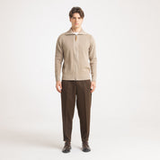 CARDIGAN FULL ZIP FENDA RASATA-11614|Colore:Tortora