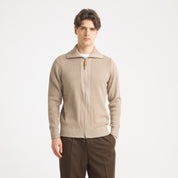 CARDIGAN FULL ZIP FENDA RASATA-11614|Colore:Tortora