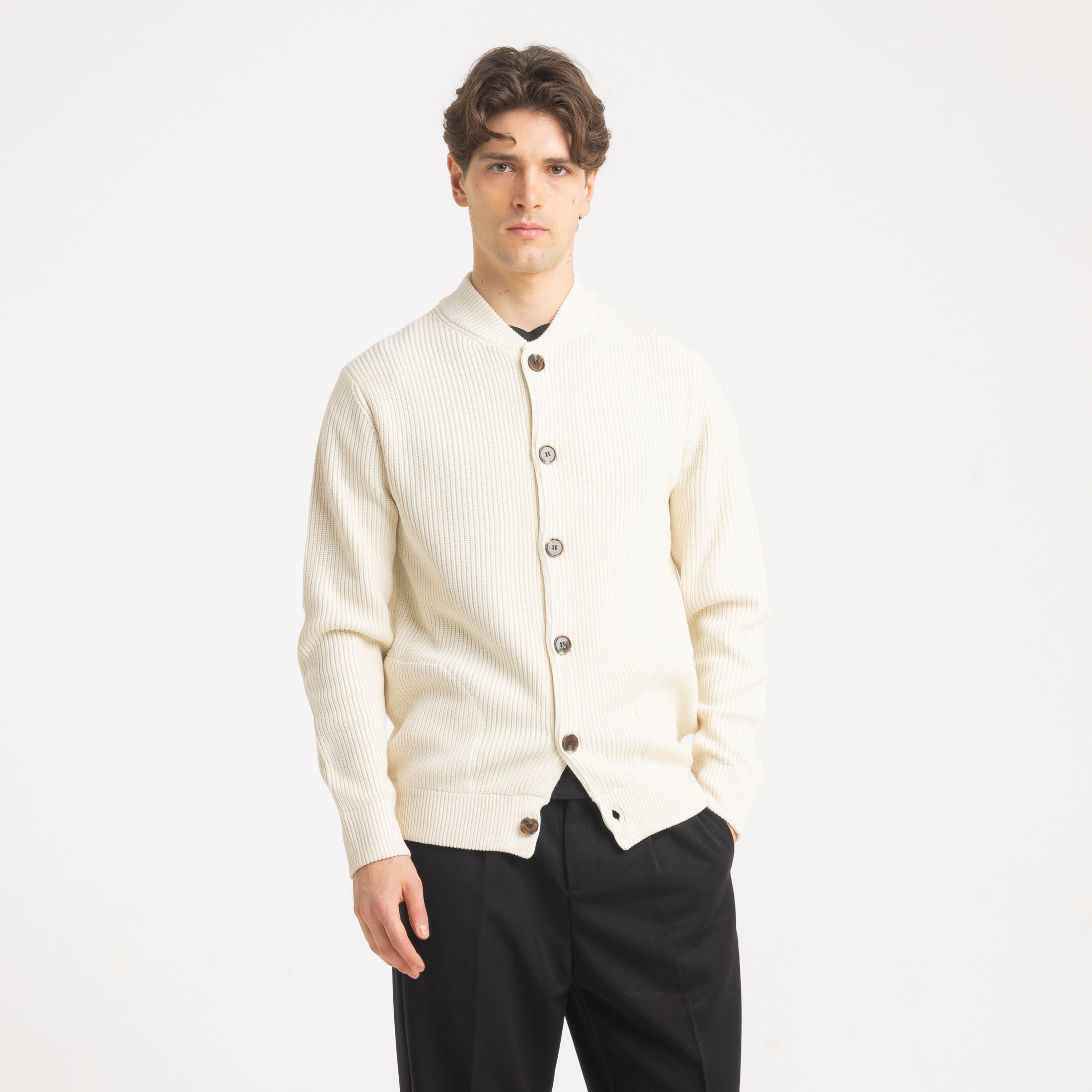 CARDIGAN COLLEGE BOTTONI -11616|Colore:Panna