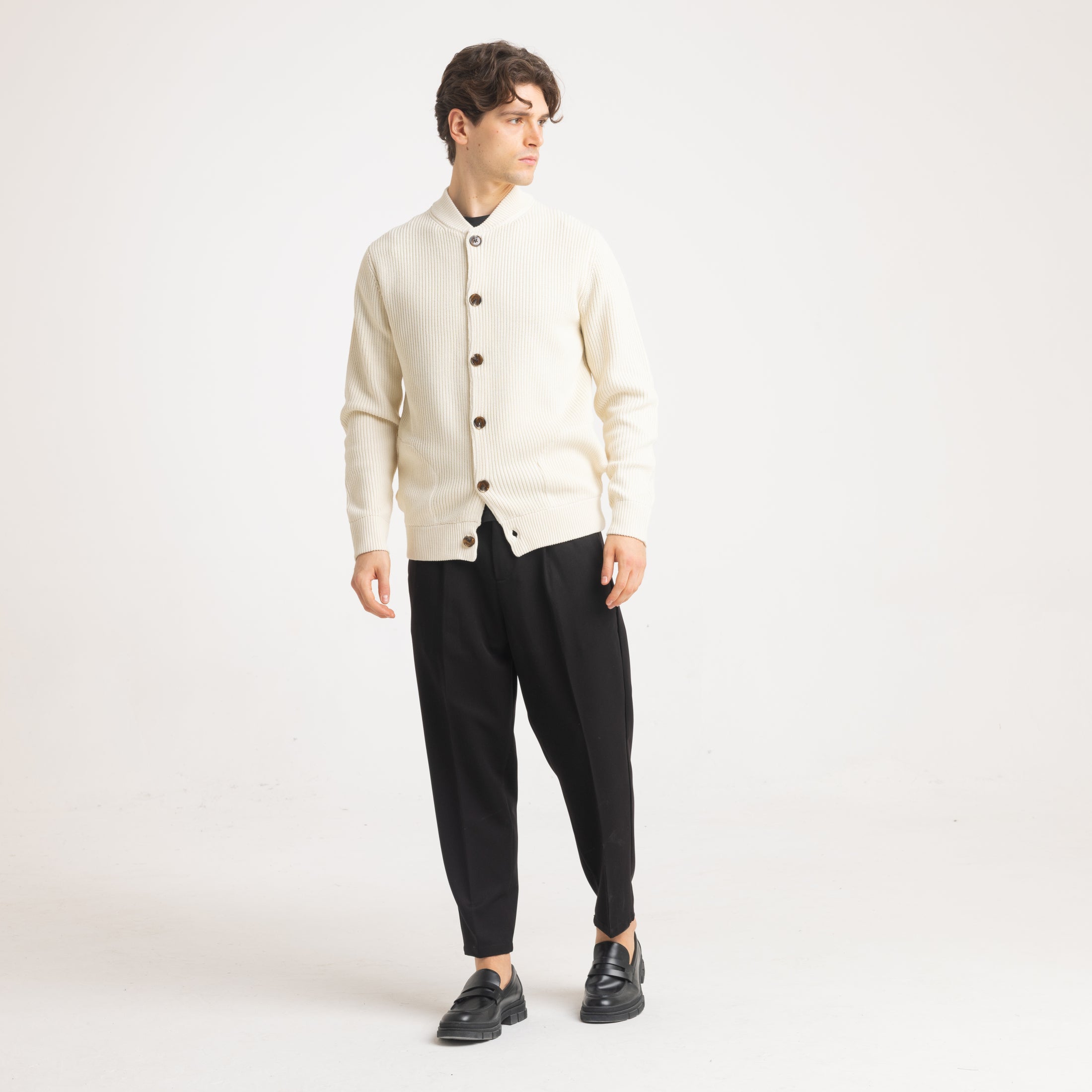 CARDIGAN COLLEGE BOTTONI -11616|Colore:Panna