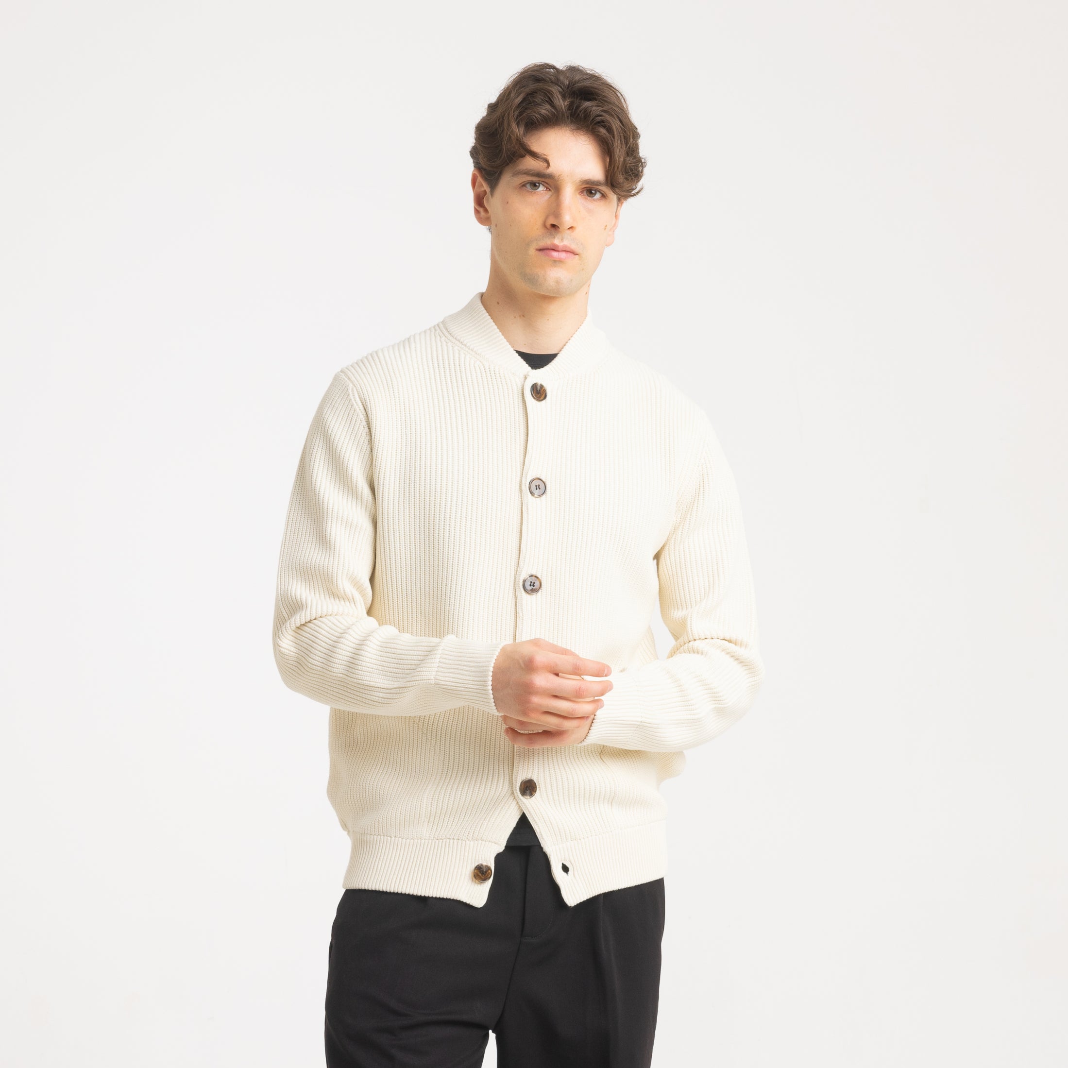 CARDIGAN COLLEGE BOTTONI -11616|Colore:Panna
