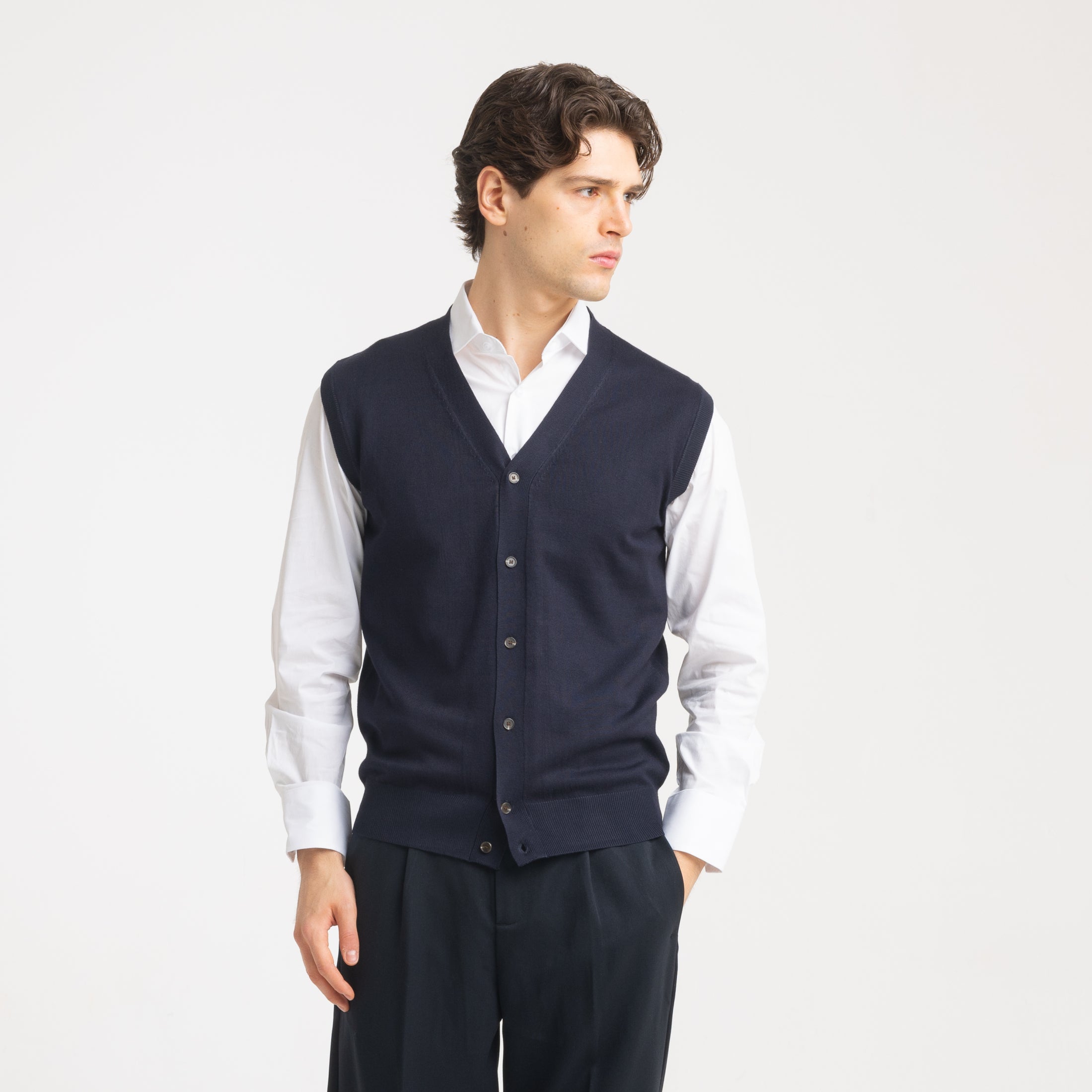 CARDIGAN GIROMANICA VISCOSA-11624|Colore:Blu